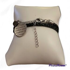 BALLA Faux Braided Leather Mother Daughter Charm Wrap Bracelet